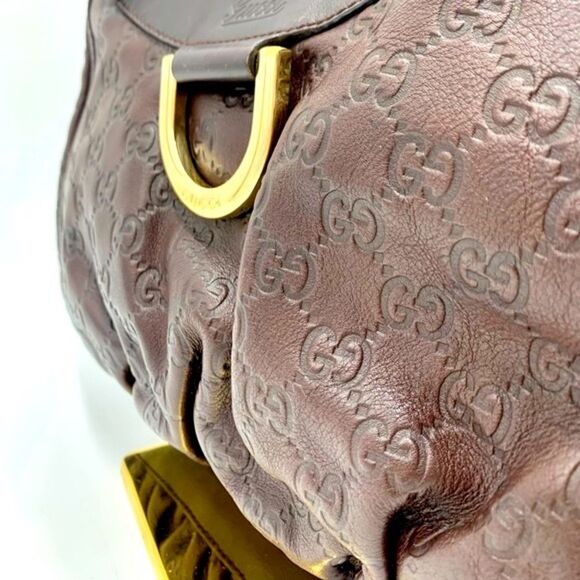 Auth Gucci Brown Guccisima Leather Abbey D Ring Shoulder Bag Preloved Purse - Picture 9 of 16